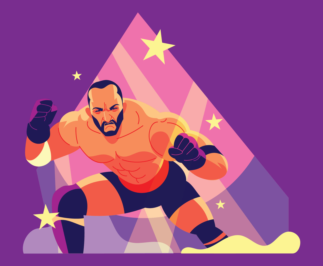 Spirited Wrestler Entering The Ring