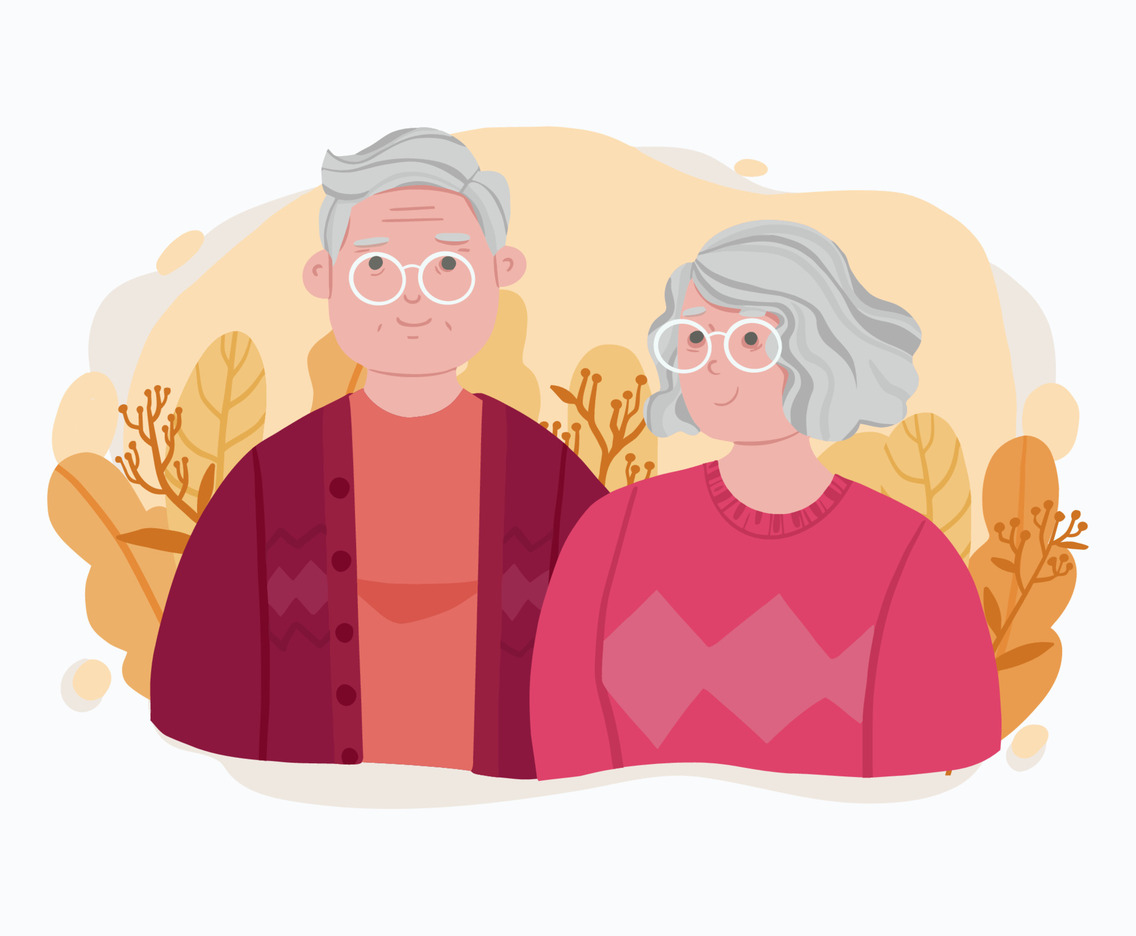 Grandparents Couple Posing Together