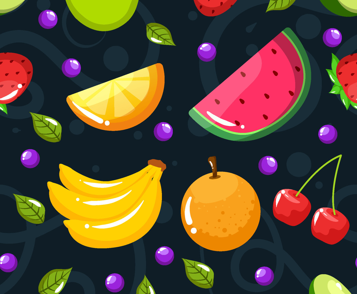 Tropical Fruits Seamless Background