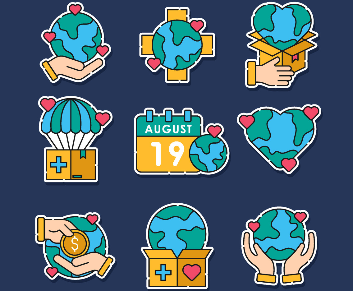 World Humanitarian Day Icon Set