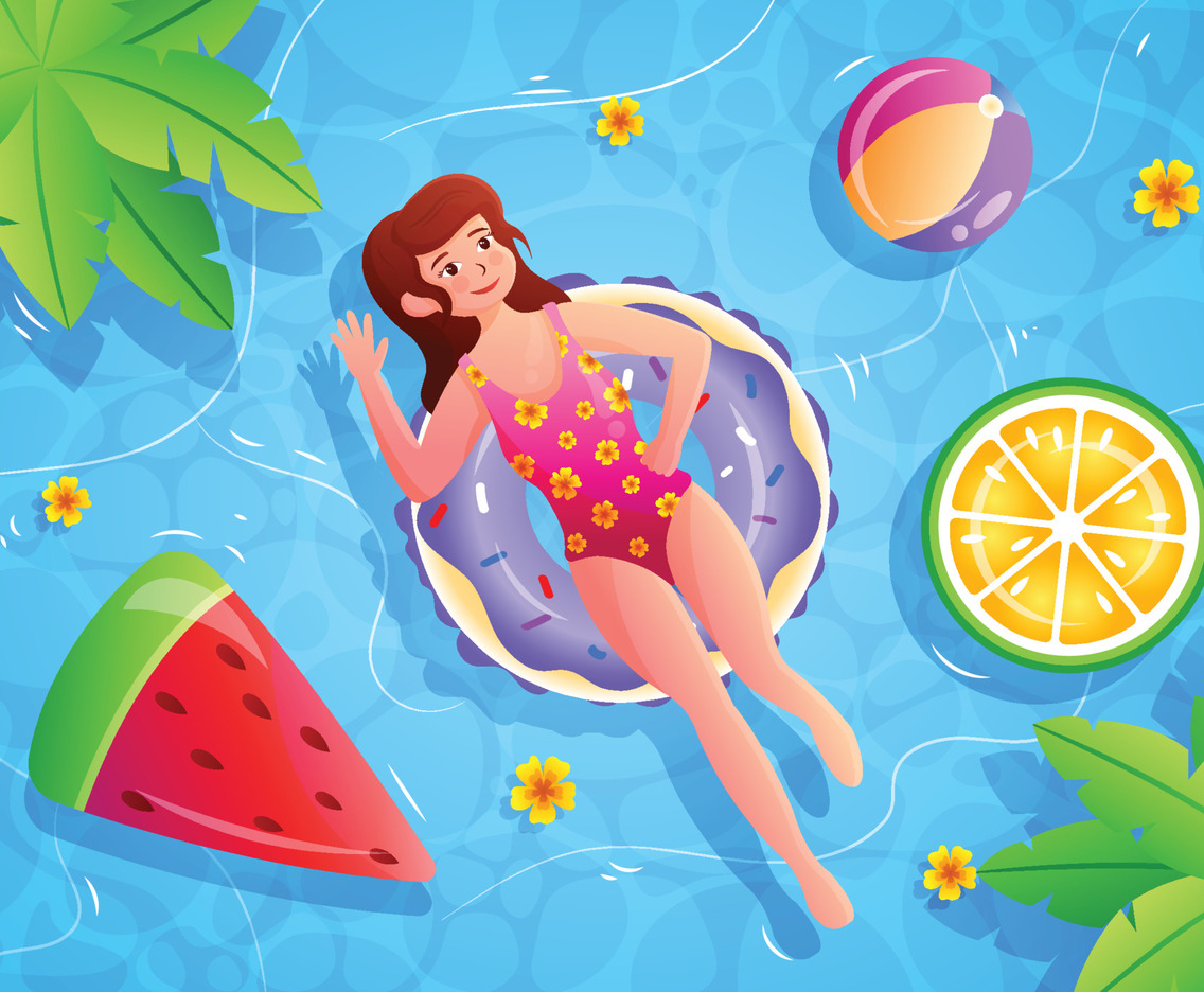 Girl Enjoying Summer by Swimming