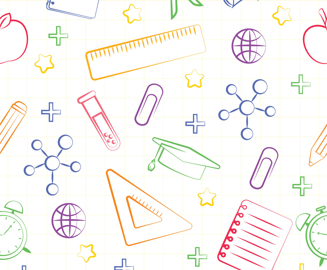 School Suplies Seamless Pattern