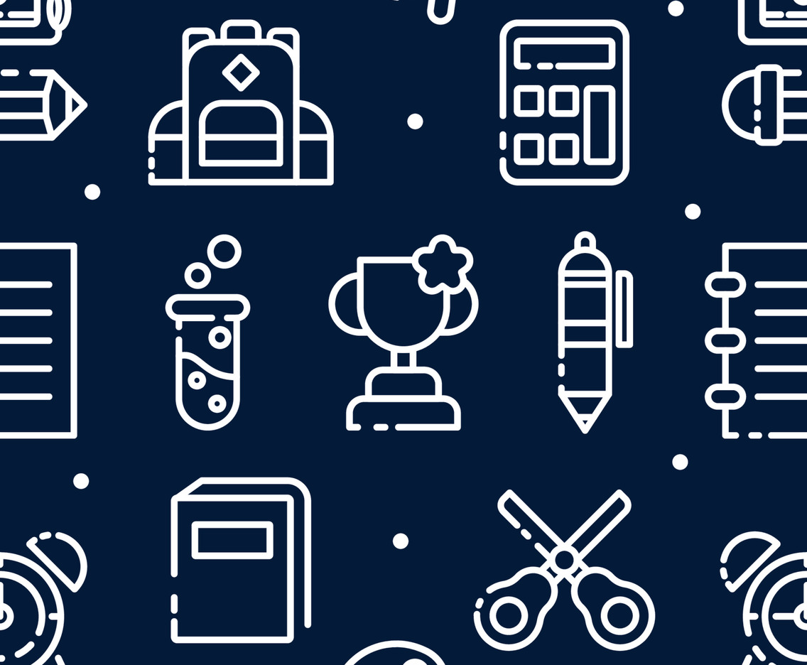 School Supplies Seamless Background