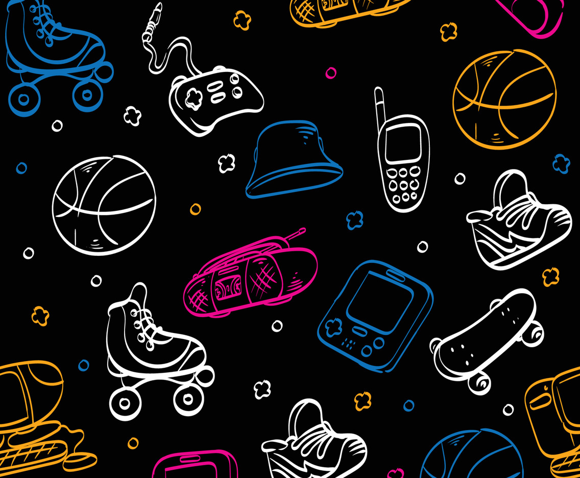 90 Stuff Seamless Pattern Concept