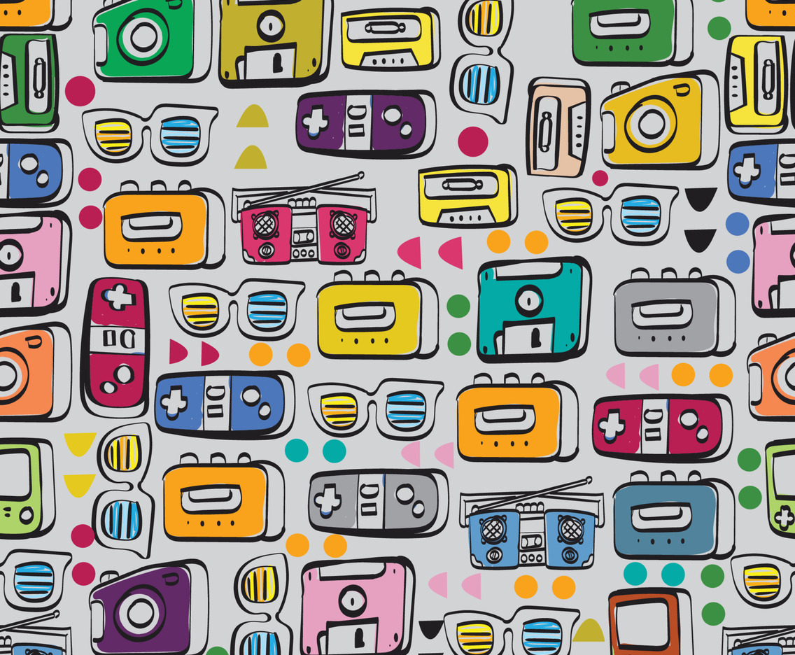90 Stuff Seamless Pattern Concept