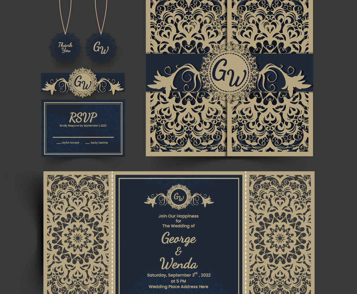 Laser Cut Wedding Invitation Template