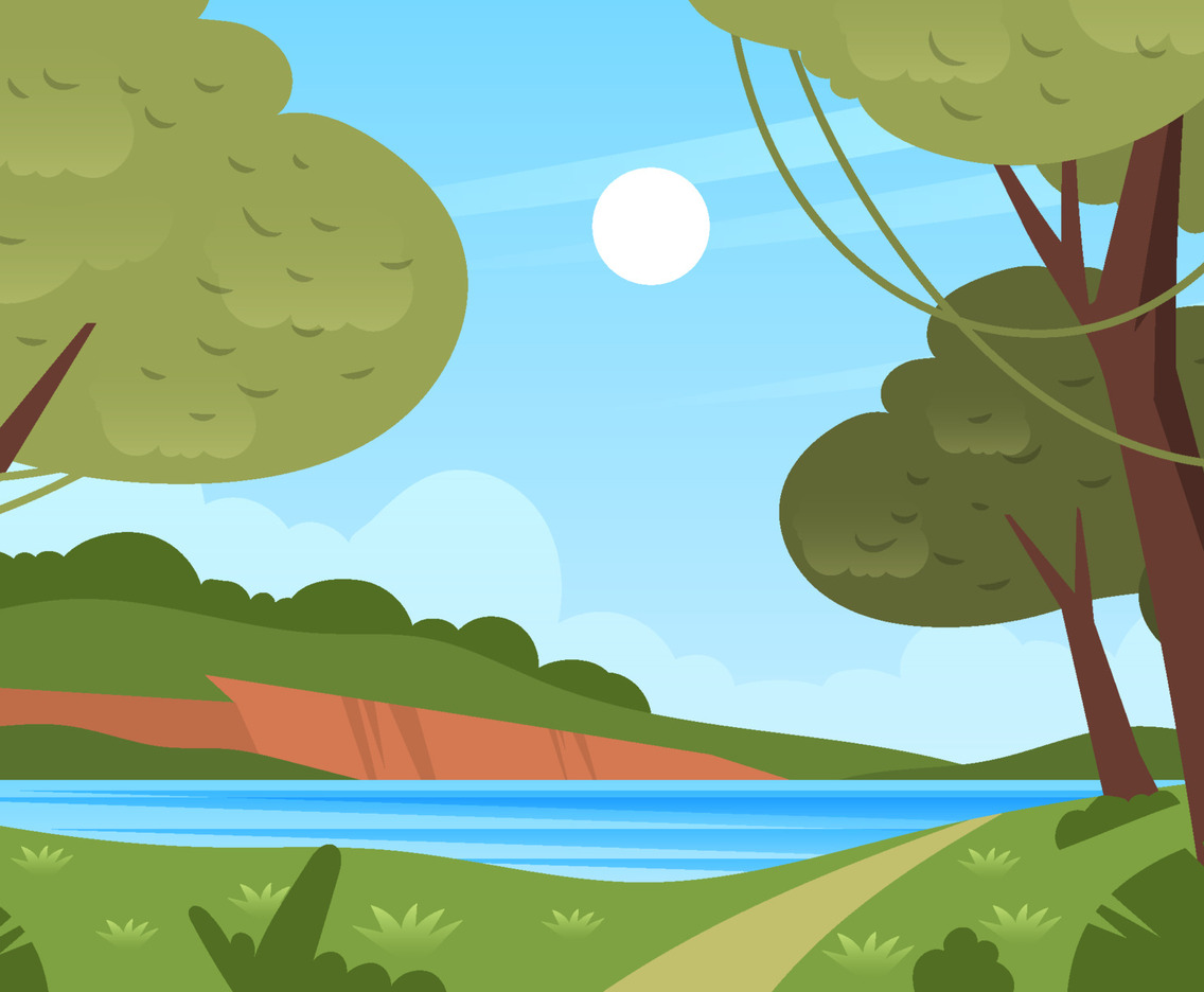 Summer Forest With Lake Background