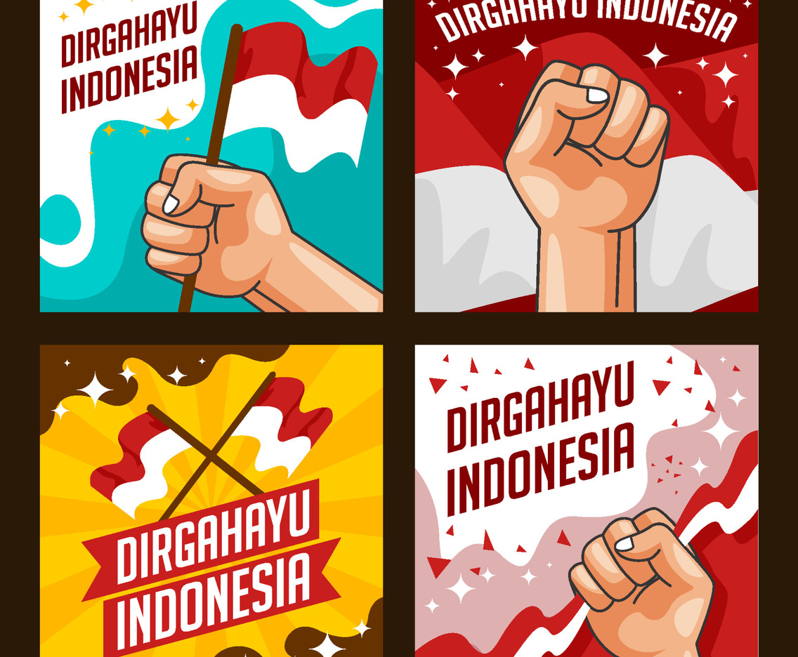 Hari Kemerdekaan Indonesia Social Media Set