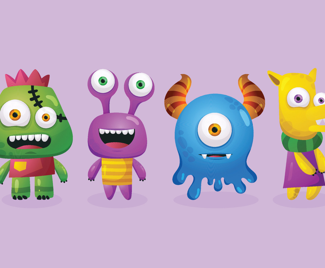 Colorful Cute Monster Character Set