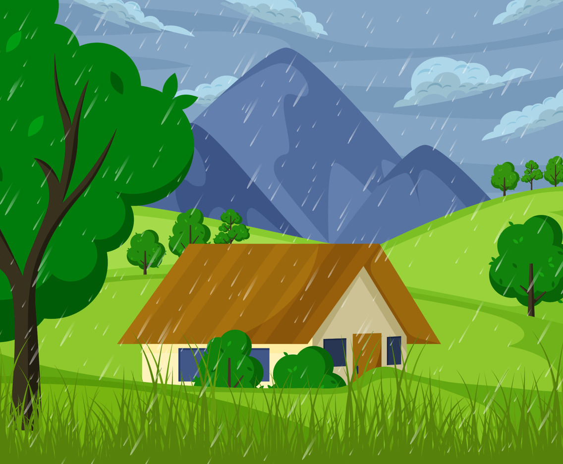 Rainy Weather Scenery Background