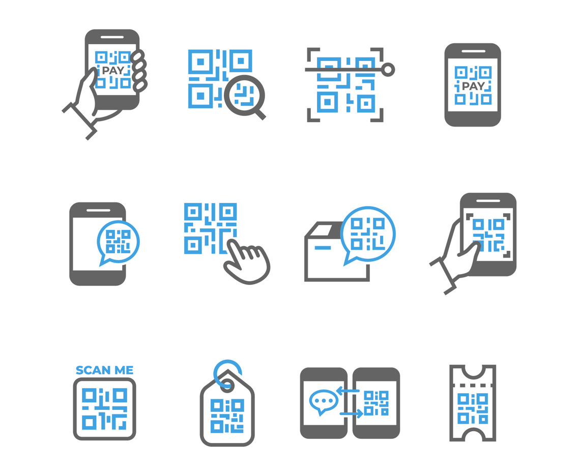 Set of Check Code Outline Icon