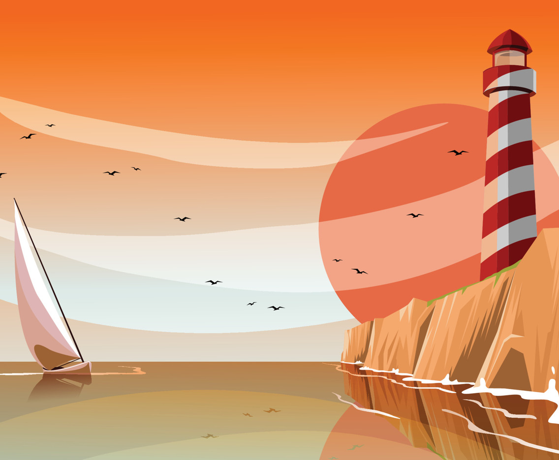 Sunset Sailing Around The Lighthouse