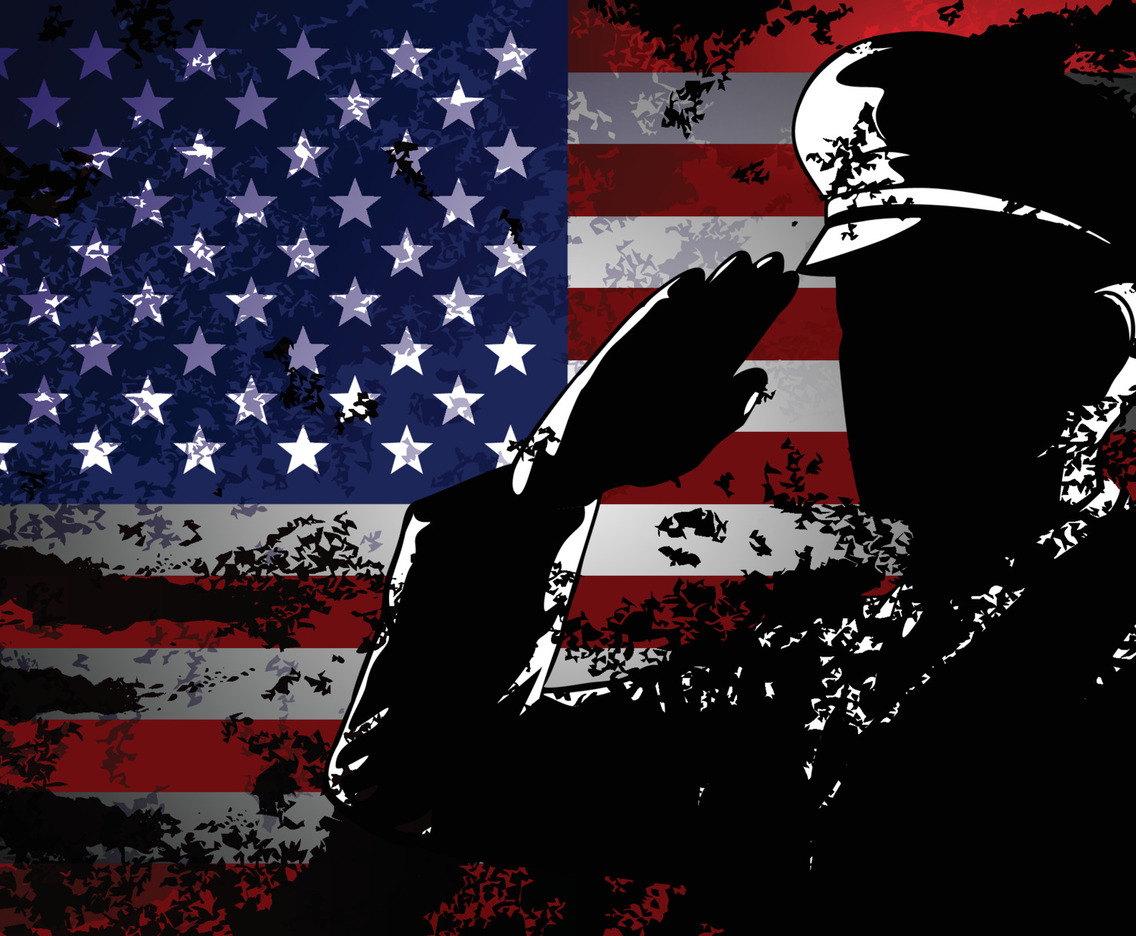 Grunge US Memorial Day with Officer Pay Respect to National Flag