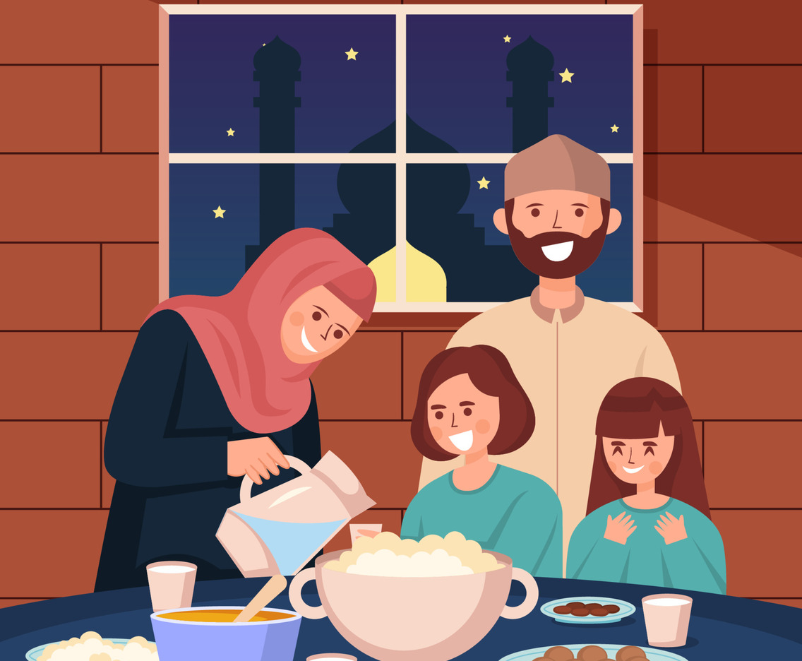 Happy Family in Fasting Month Concept