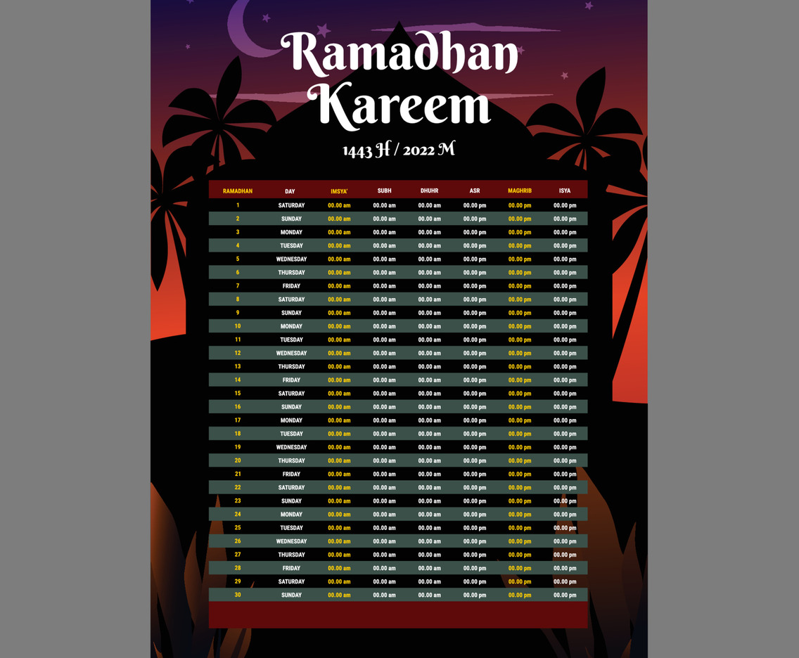 Ramadhan Fasting Schedule