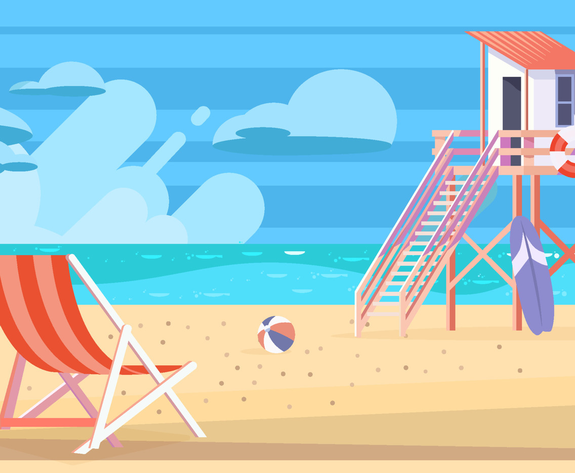 Beach Safe Guard House Scenery With Sea Background