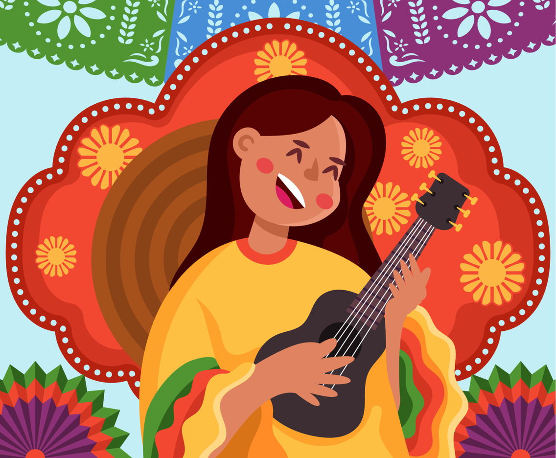 Beautiful Women Singing in Cinco de Mayo Concept
