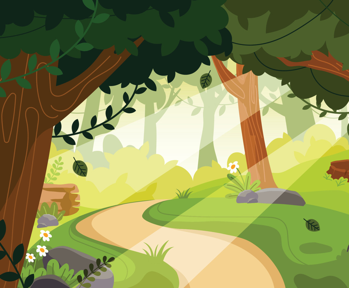 Relaxing Summer Forest Hiking Track Concept