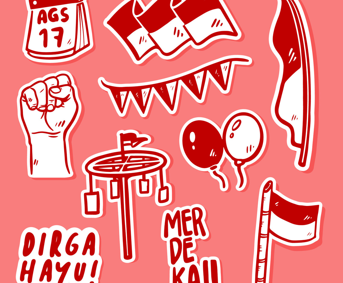 Cute Doodle  Indonesia Independence Day Festival Sticker