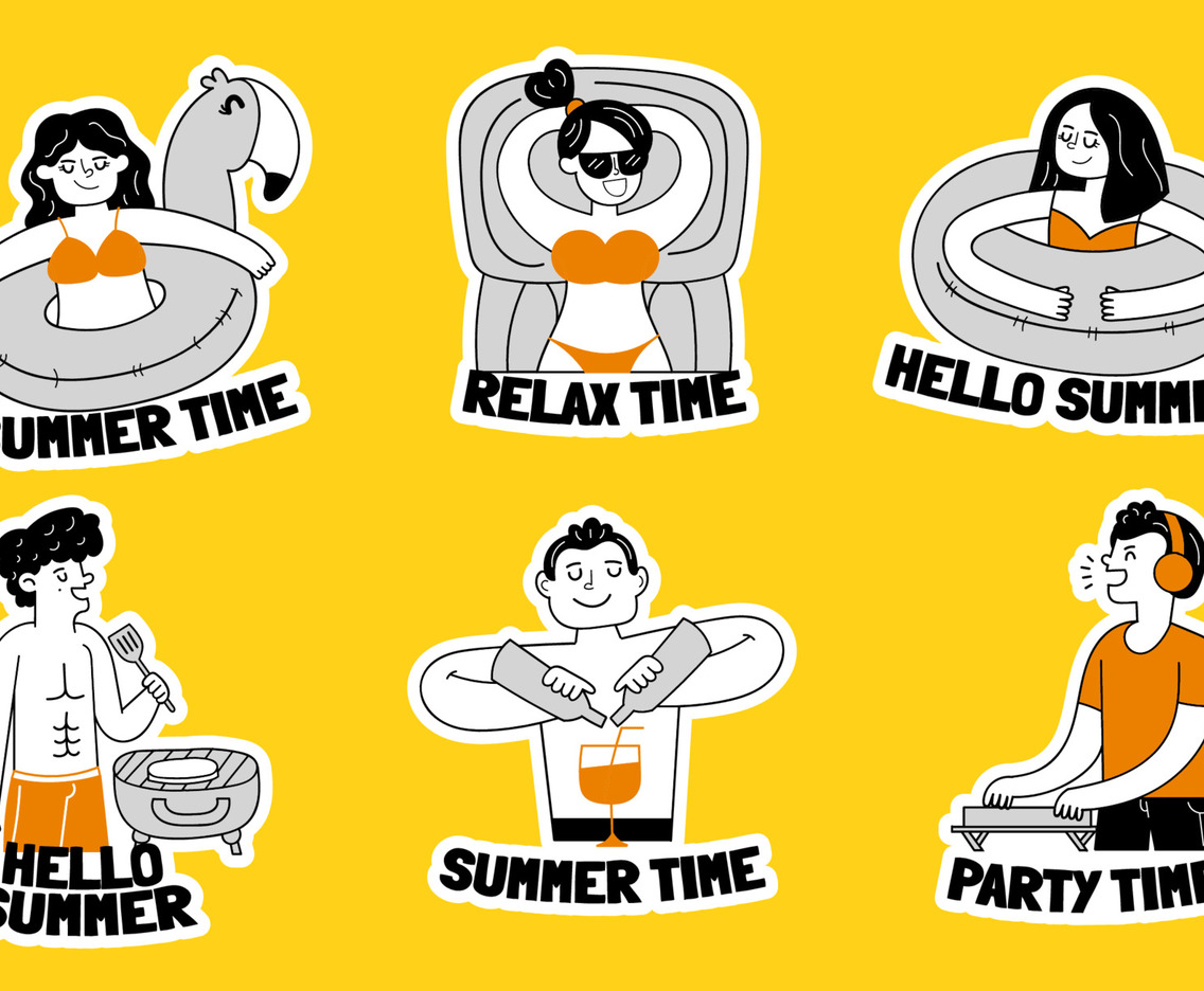 Set of Summer Pool Party Stickers