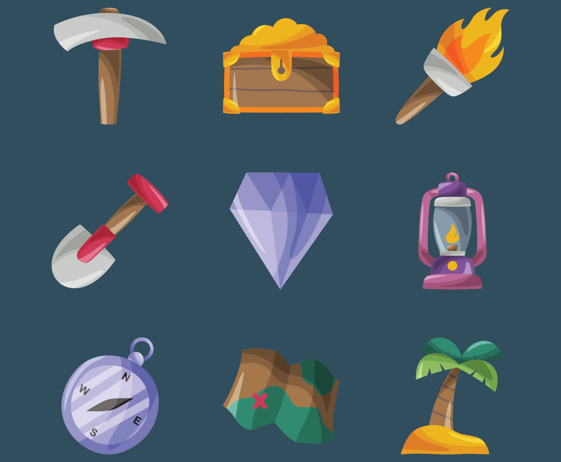 Treasure Hunter Doodle Icon Collection