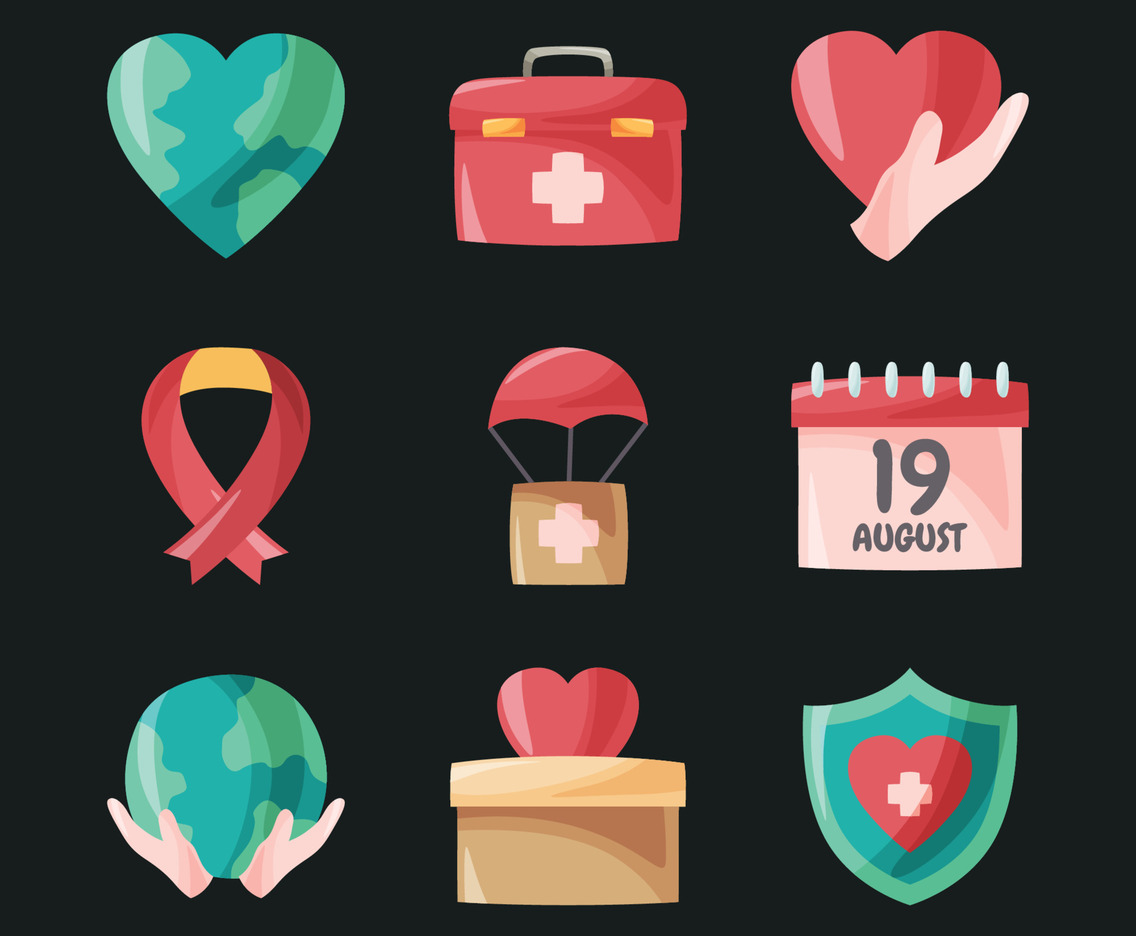 World Humanitarian Day Doodle Icon Collection