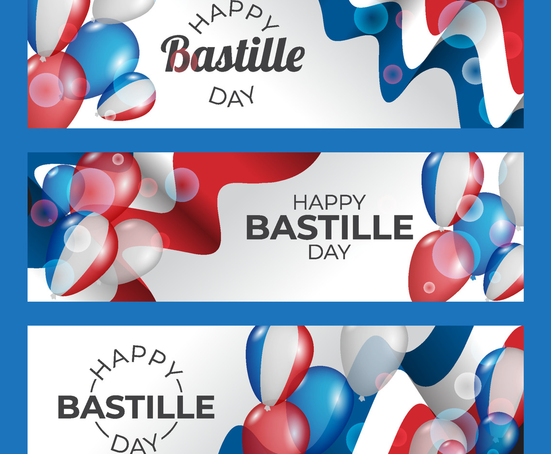 Happy Bastille Day Celebration Banner Set