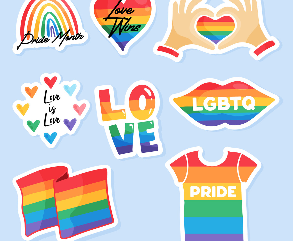 Pride Month Rainbow Flag Sticker Set