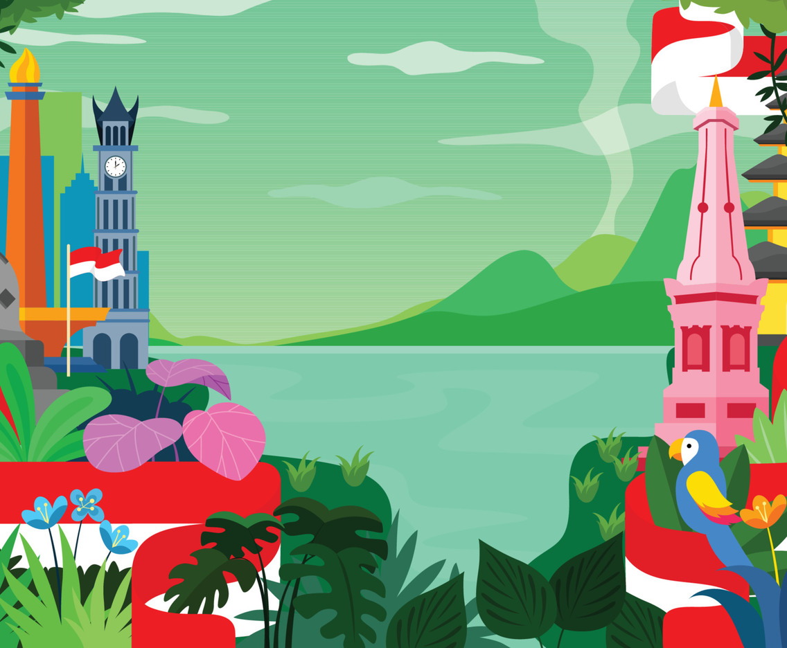 Indonesia Independence Day with Tropical Jungle Background
