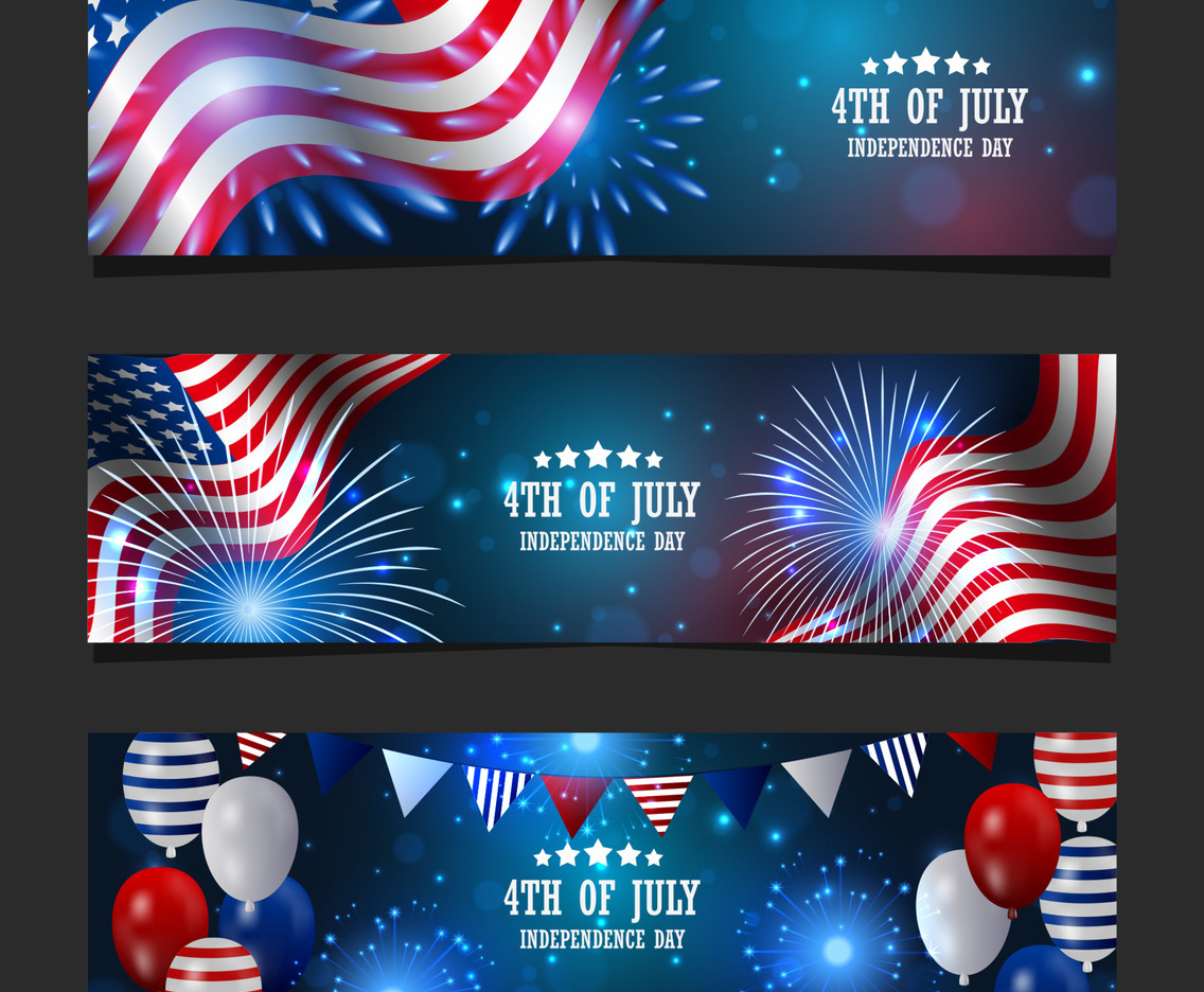 4th of July Independence Day Banner Set