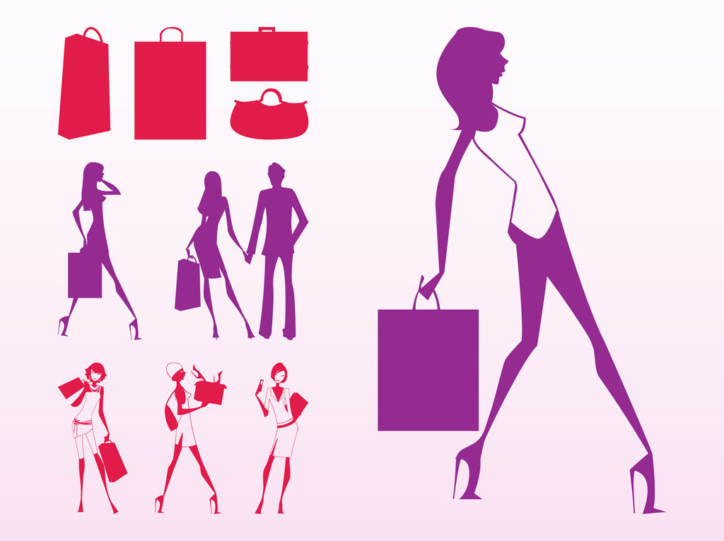 Shopping Girls Silhouettes
