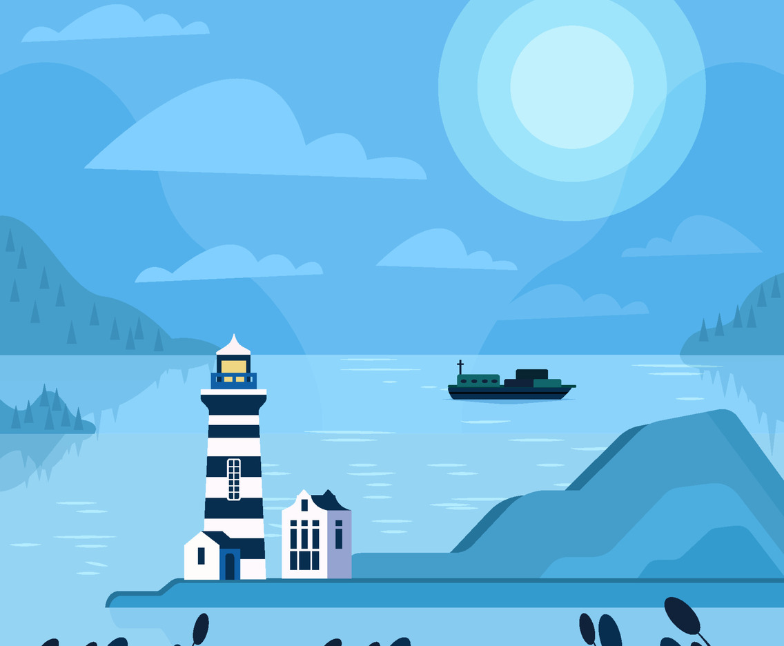 Light House On The Sea Concept