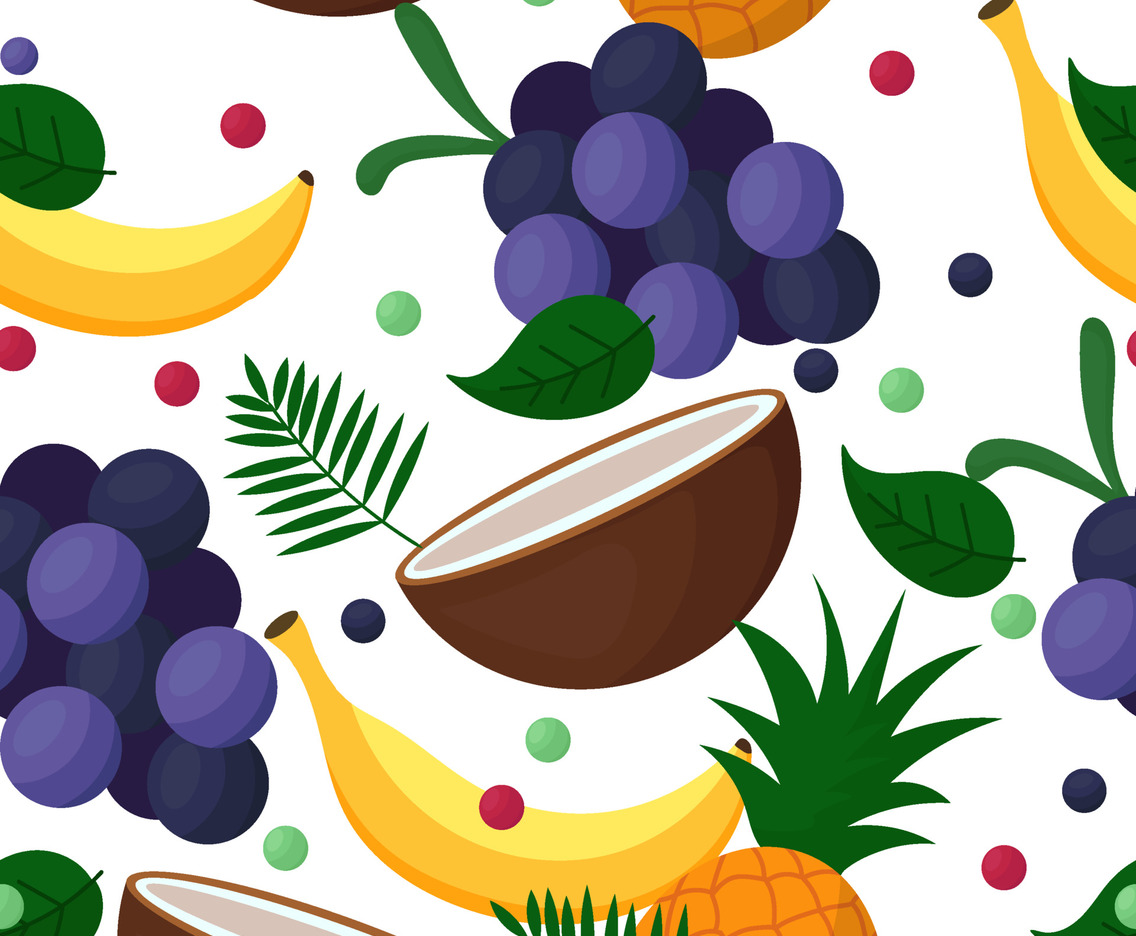Tropical Fruits Seamless Background