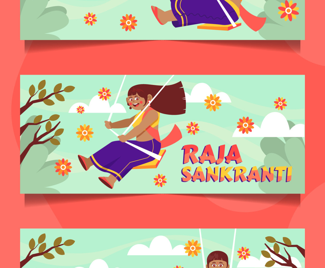 Woman Playing Swinging in Raja Sankranti Event