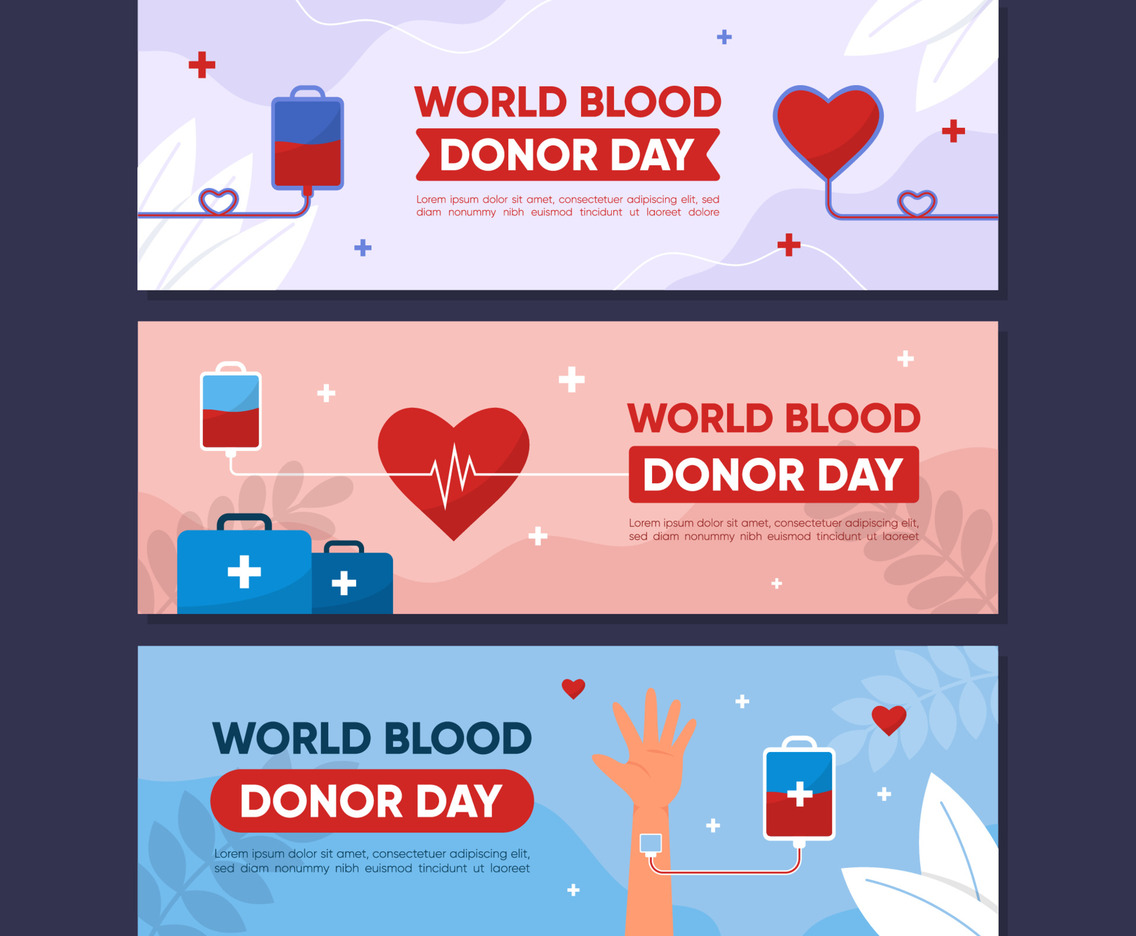 World Blood Donor Day Celebration Banner Set