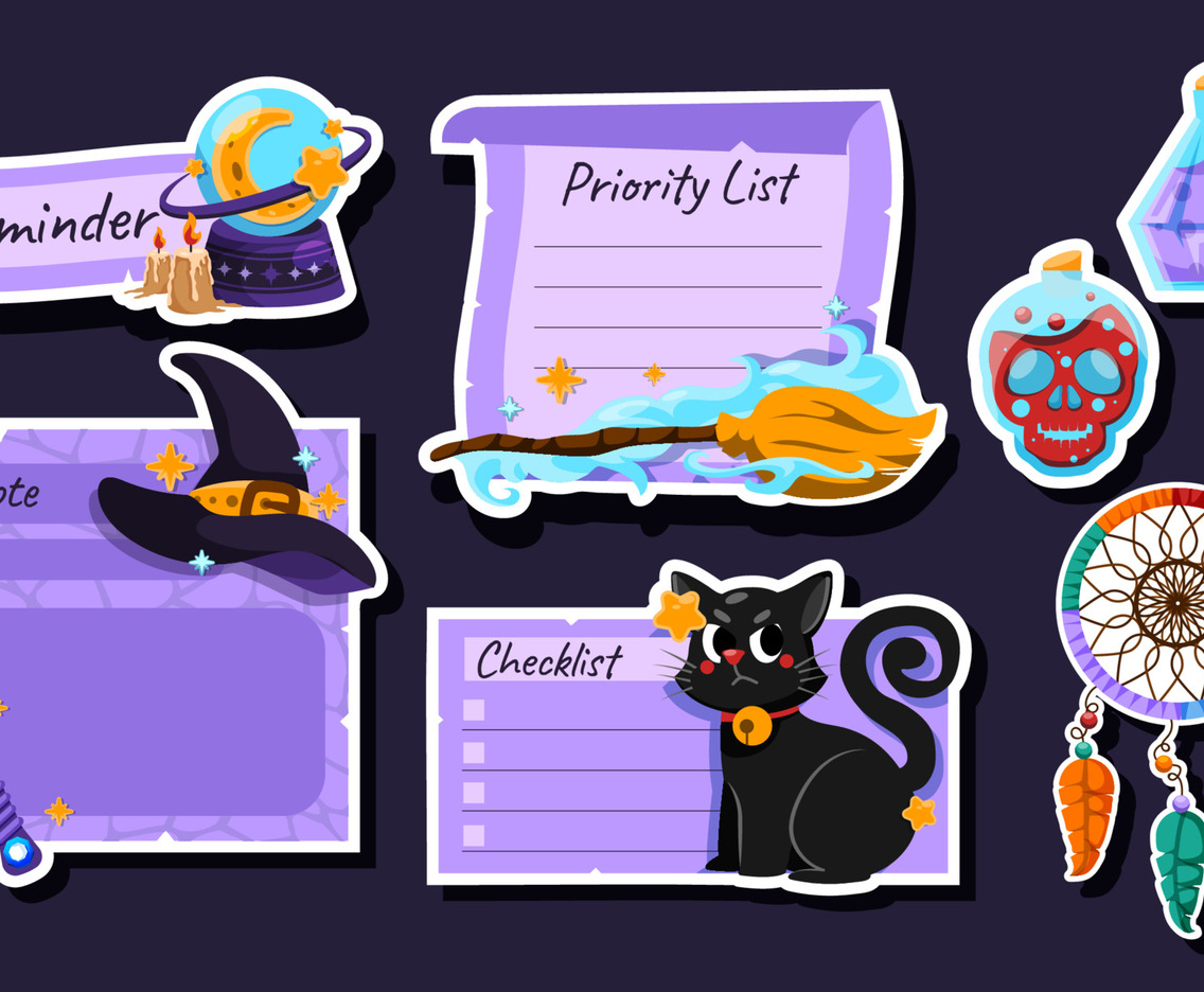 Cute Witch Element Magical Fantasy Sticker Journal