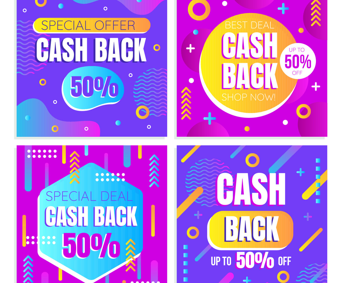 Cash Back Online Shopping Social Media Post Templates