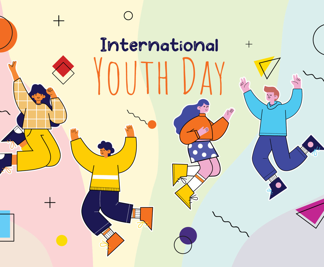 Cheerful International Youth Day Memphis Flat Concept