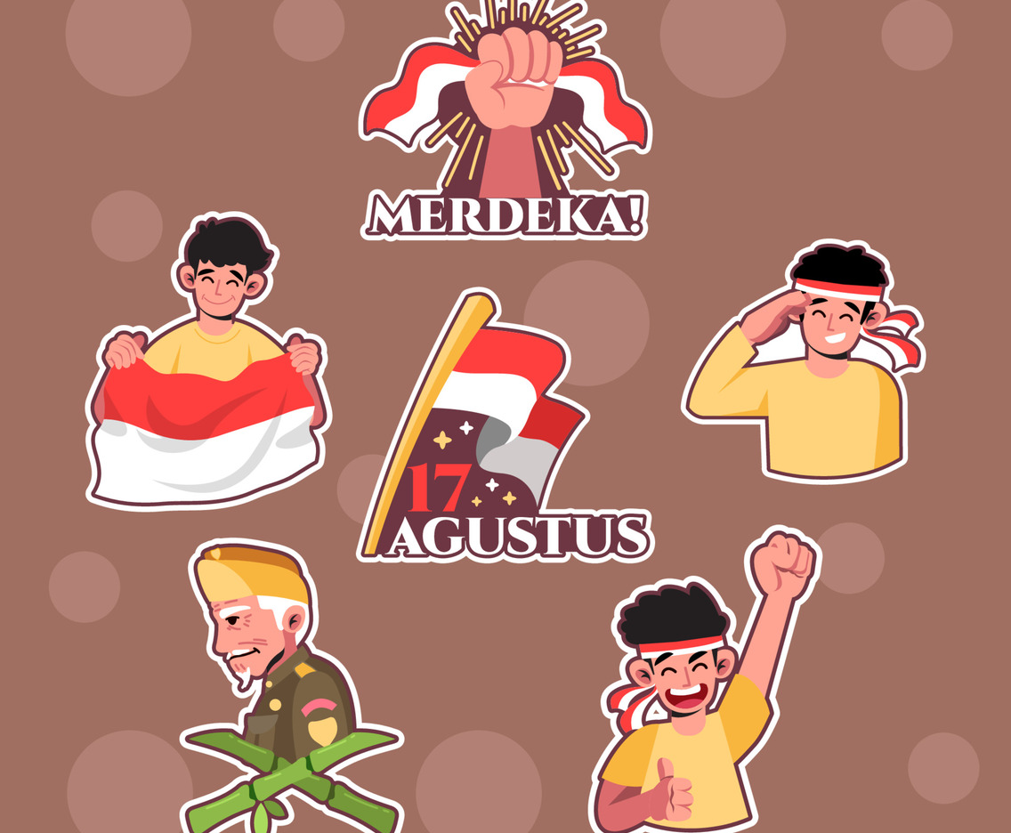 Sticker Set of Indonesia Independence Day