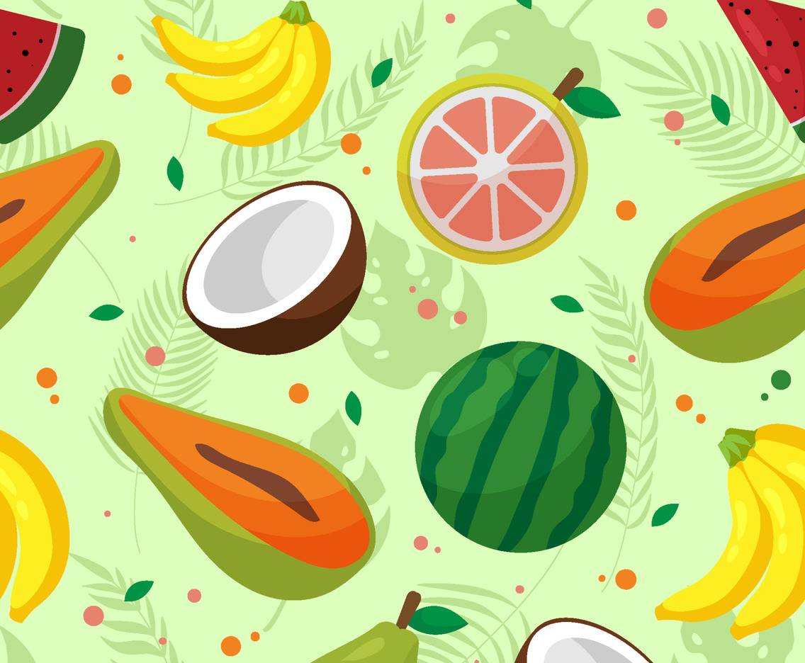Tropical Fruits Seamless Background