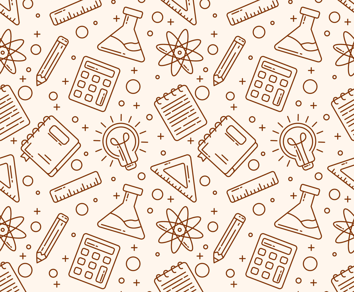 School Supplies Outline Seamless Pattern