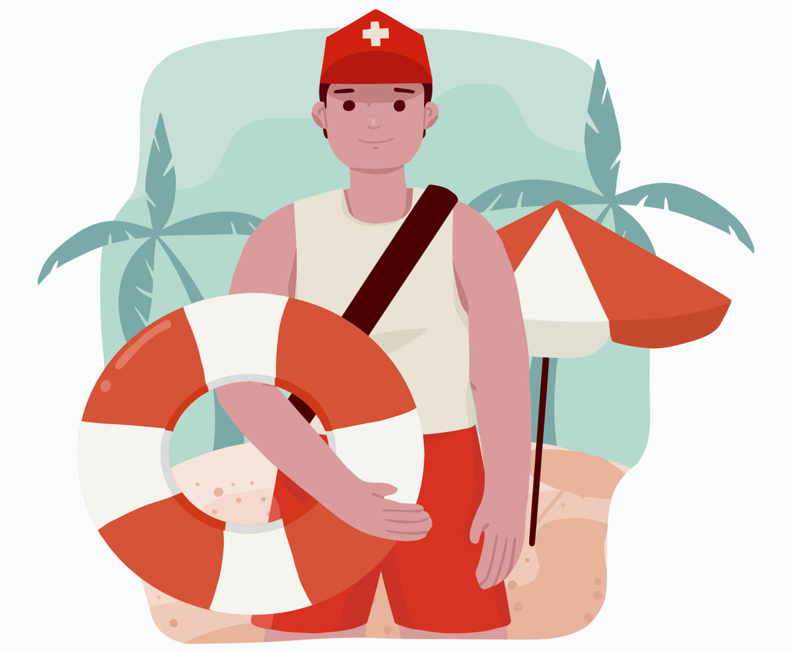 Lifeguard Character at the Beach