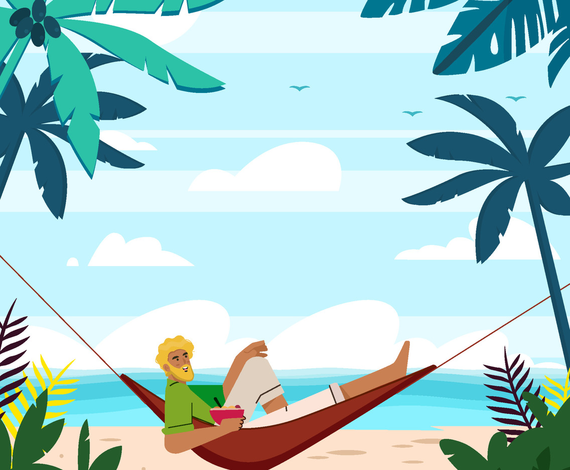 Man Enjoy Beach On His Hammock Concept