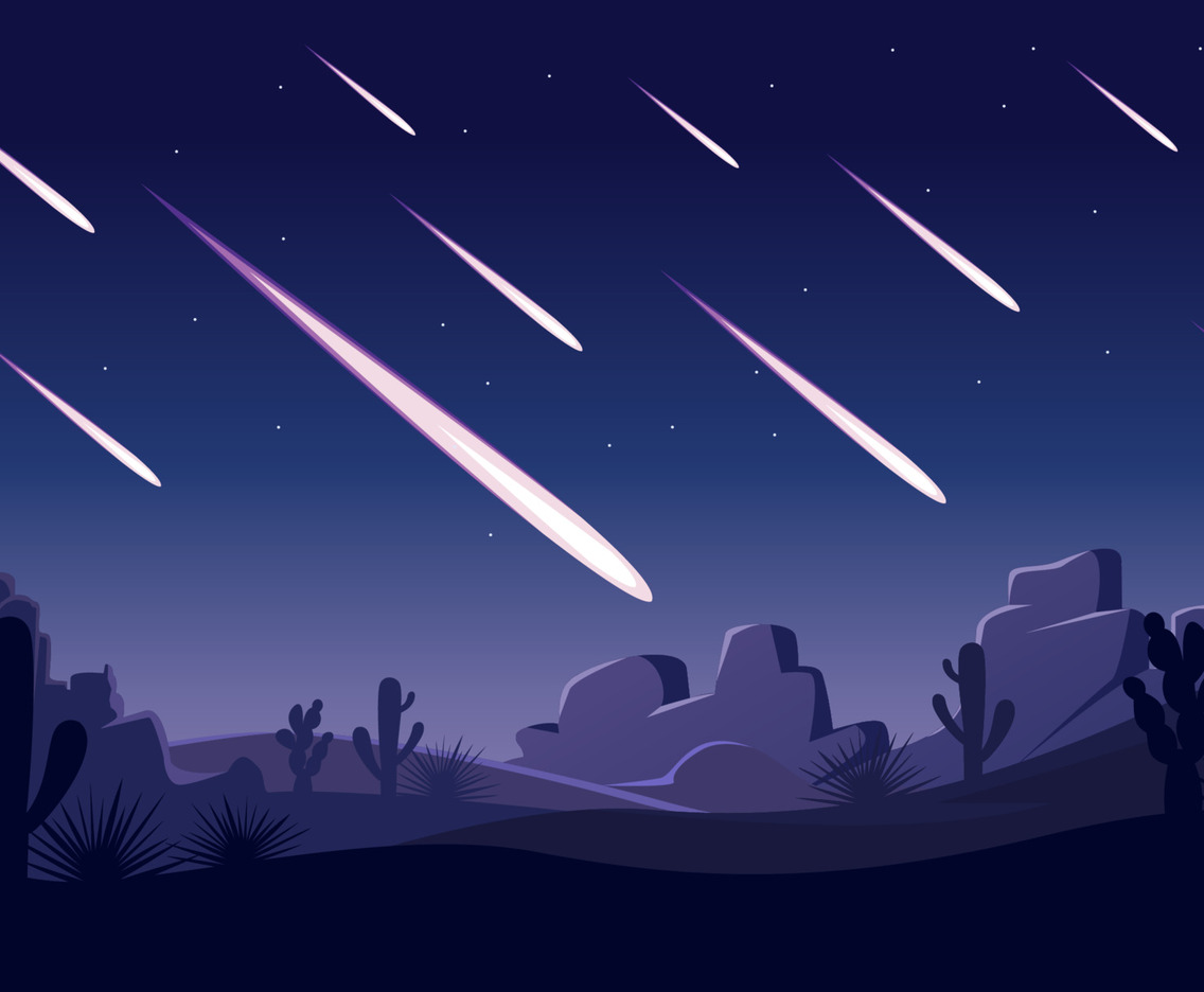 Meteor Shower Above The Desert