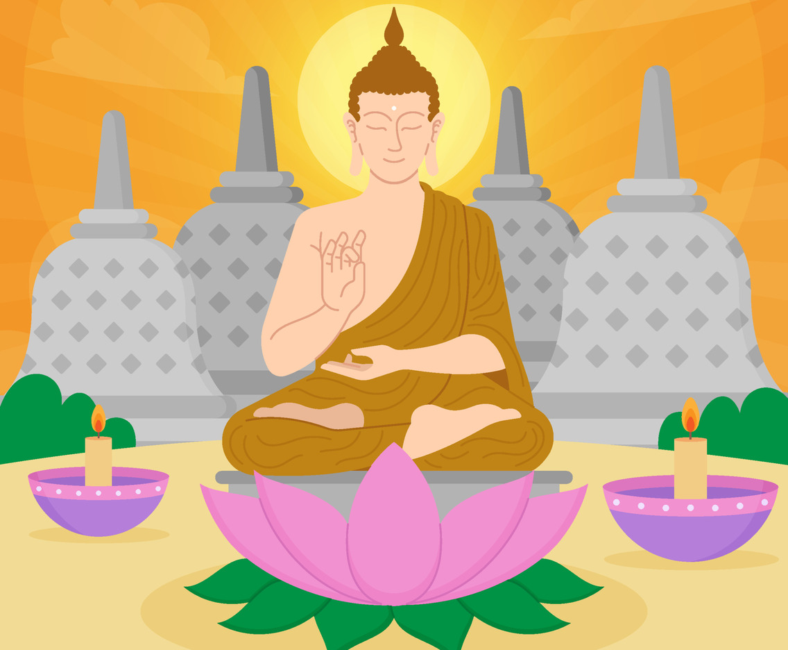 Asahna Bucha Day Illustration Concept