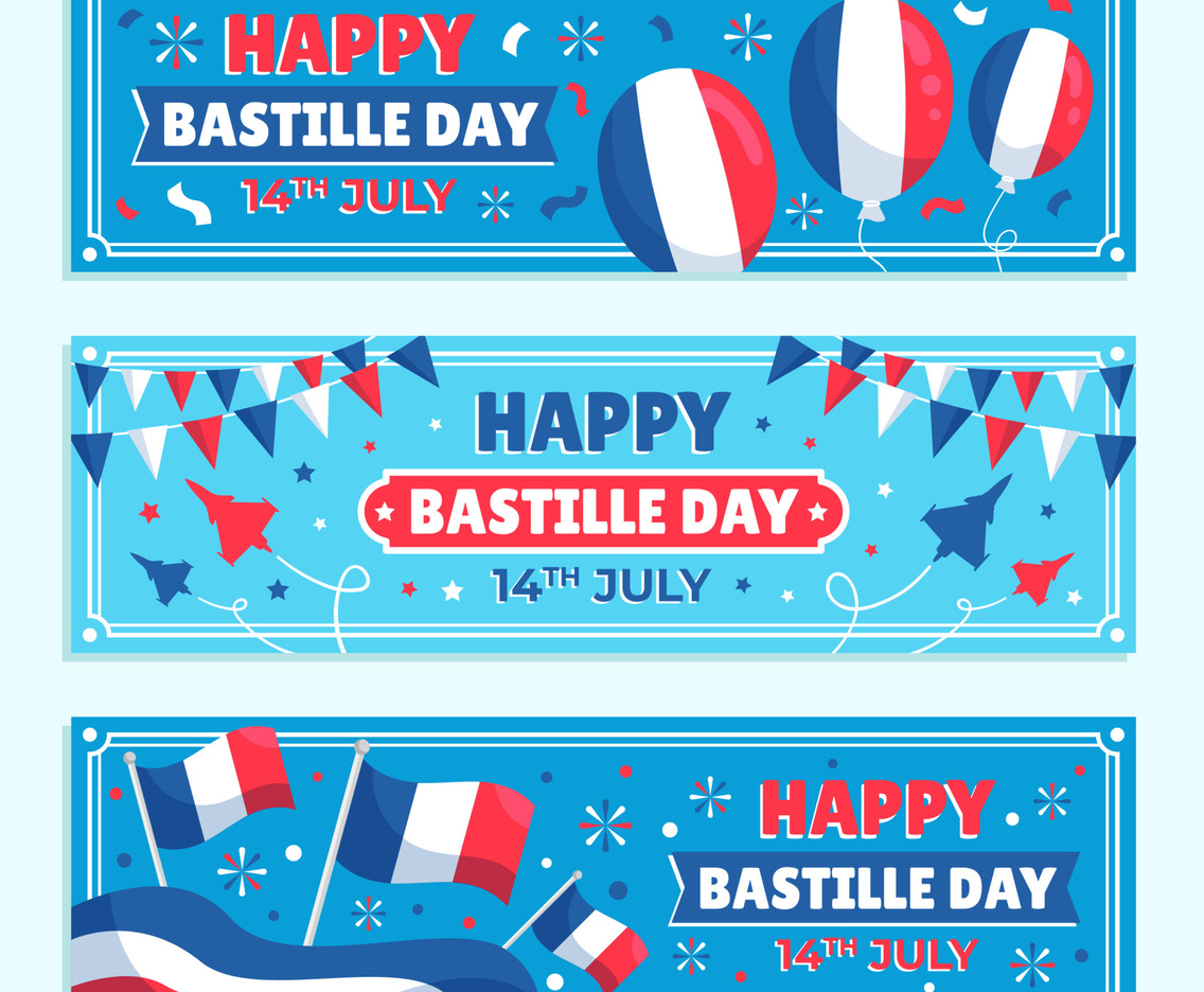 Celebration of Bastille Day Festivity Banners Design