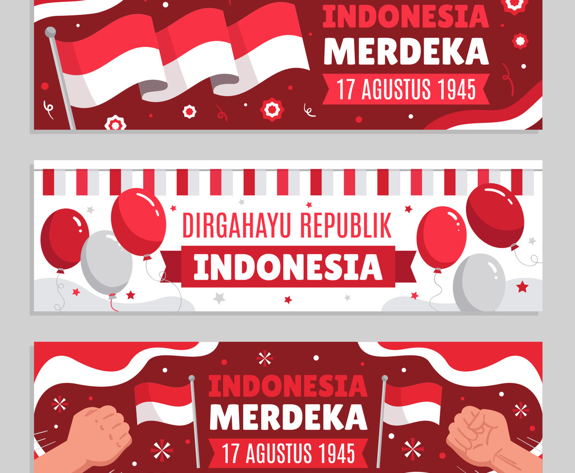 Indonesia Independence Day Festivity Banner Set