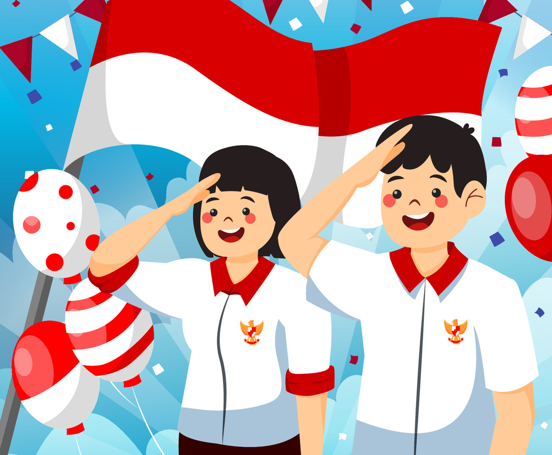 Two Indonesian Student Celebrating Indonesia Independence Day