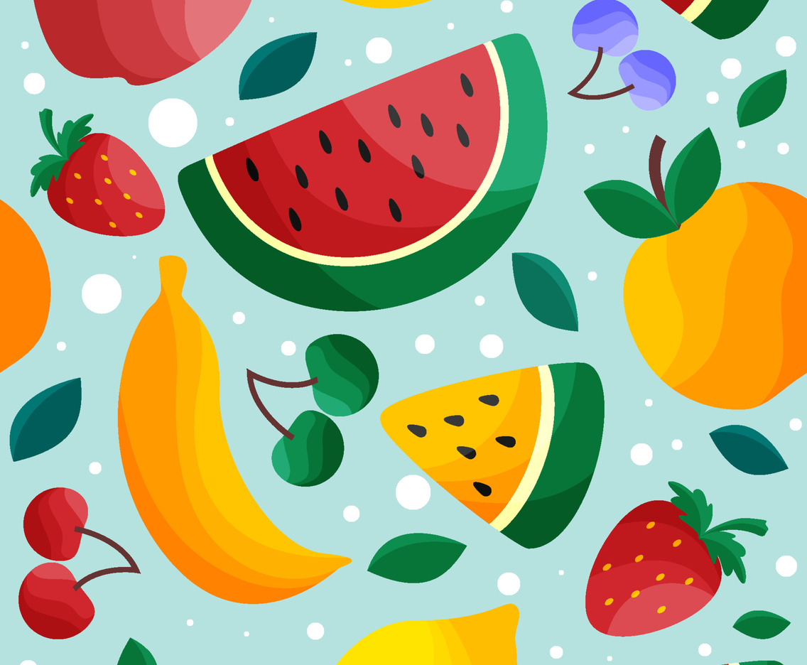 Colorful Tropical Fruit Seamless Pattern