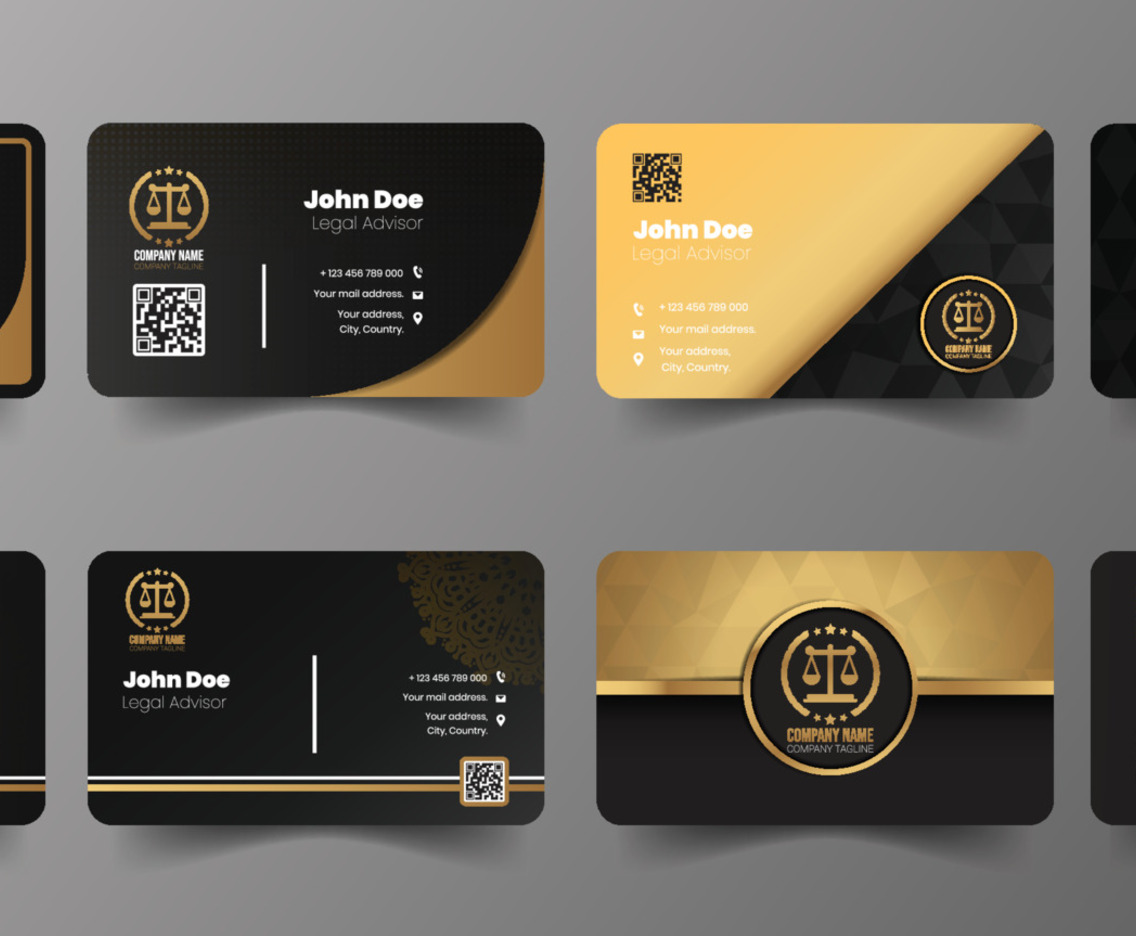 Luxury Gold and Black Business Card Template for Professional Law Profile